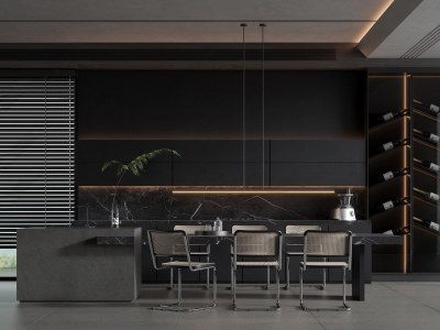 现代餐厅3D模型下载